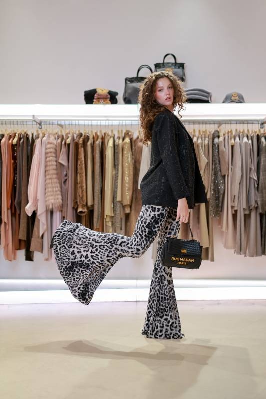 TUTA ANIMAL PRINT ADERENTE CON GAMBA BELL-BOTTOM